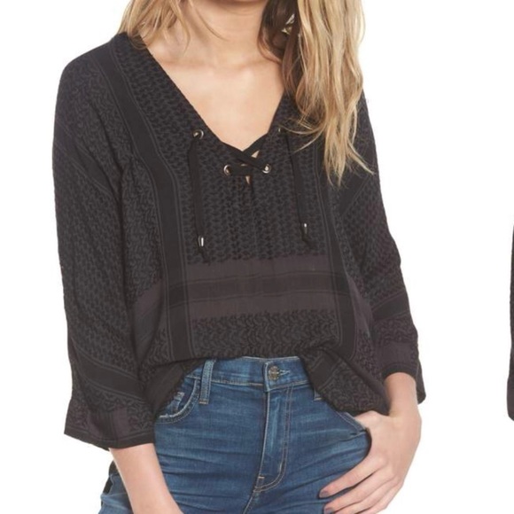 Rails Tops - Rails Lily Onyx Jacquard Blouse